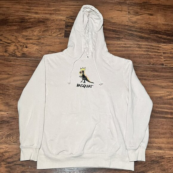 Jean-Michel Basquiat Long Sleeve Hoodie Dinosaur T-Rex Men’s Size Medium - Picture 1 of 8